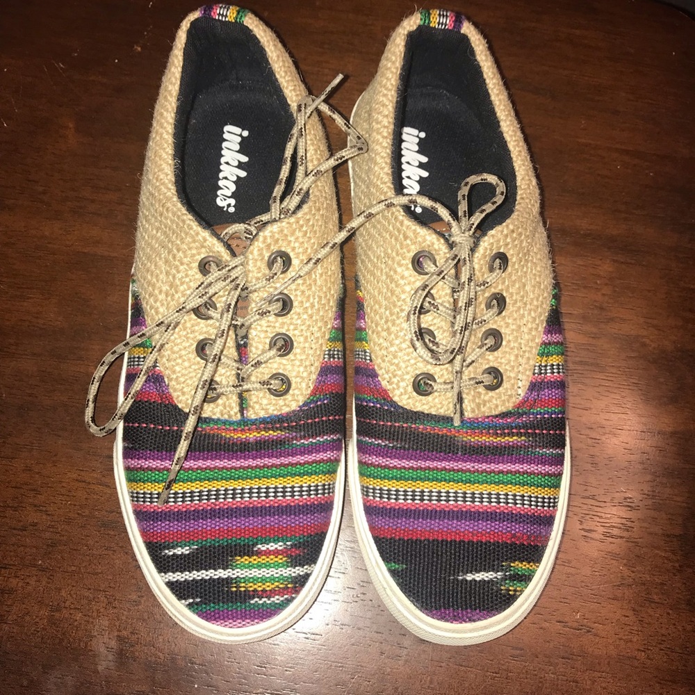 Inkkas boho stripe & woven sneakers size 7